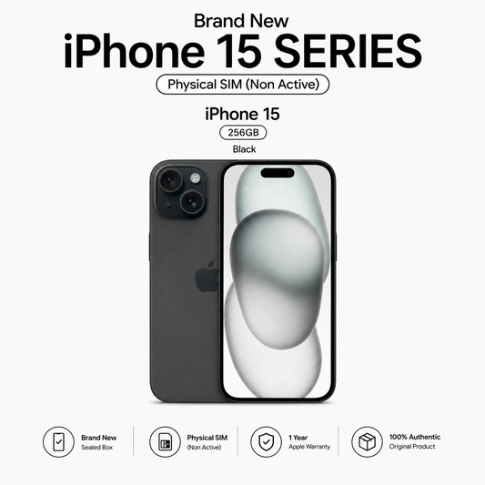 Brand New iPhone 15 Series Physical SIM (Non Active) – 256GB Black