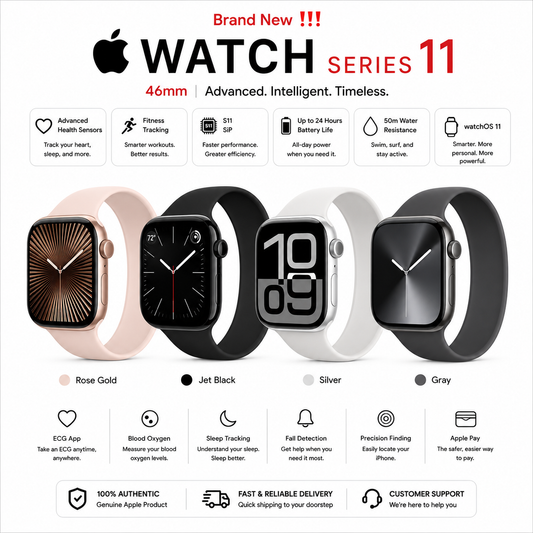 Apple Watch Series 11 46mm — Rose Gold | Jet Black | Silver | Gray