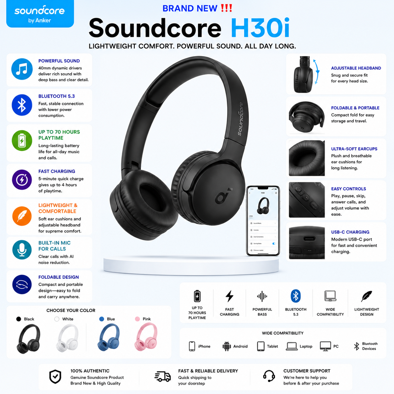 Soundcore H30i Wireless Headphones
