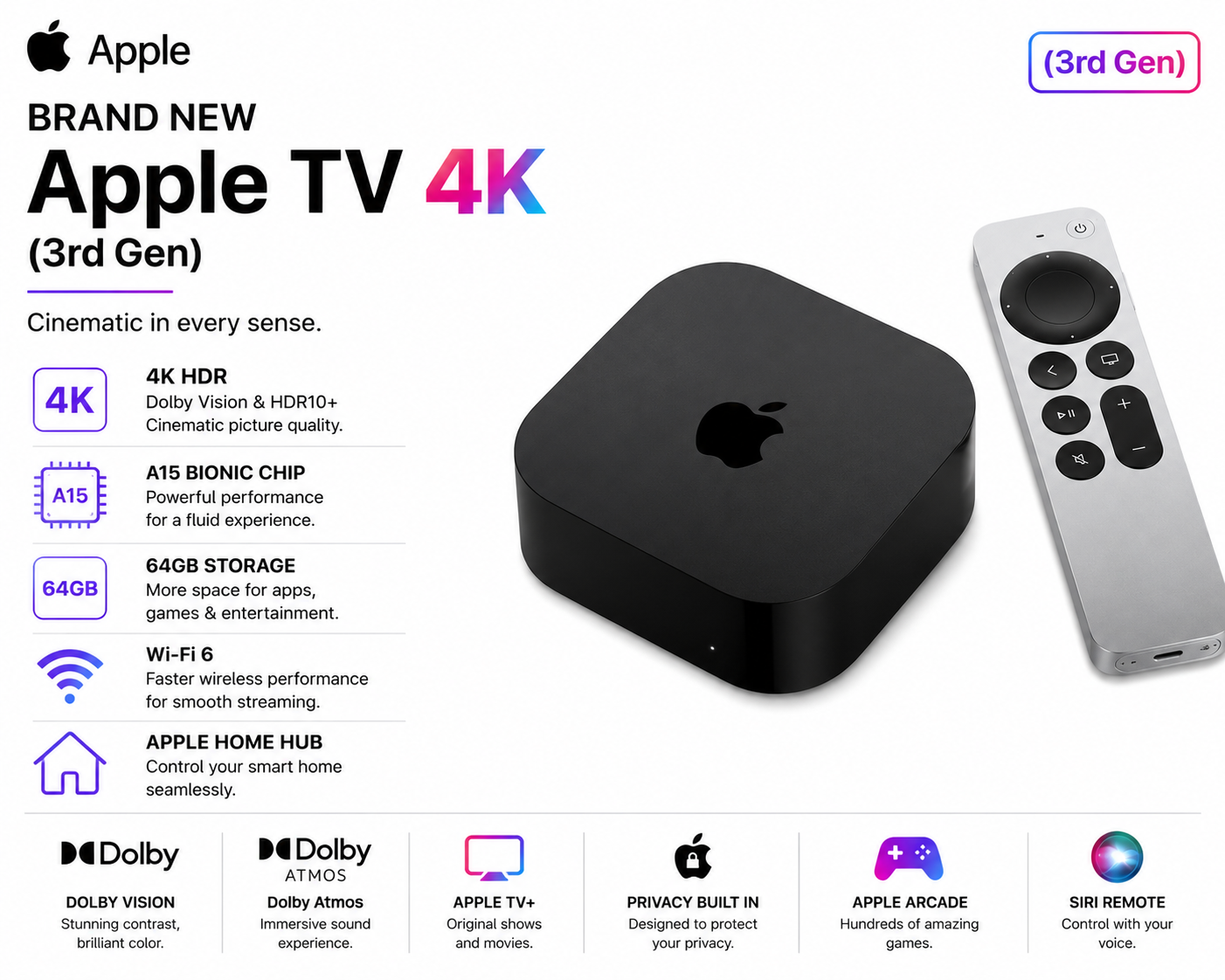 Apple TV 4K (3rd Generation) 64GB