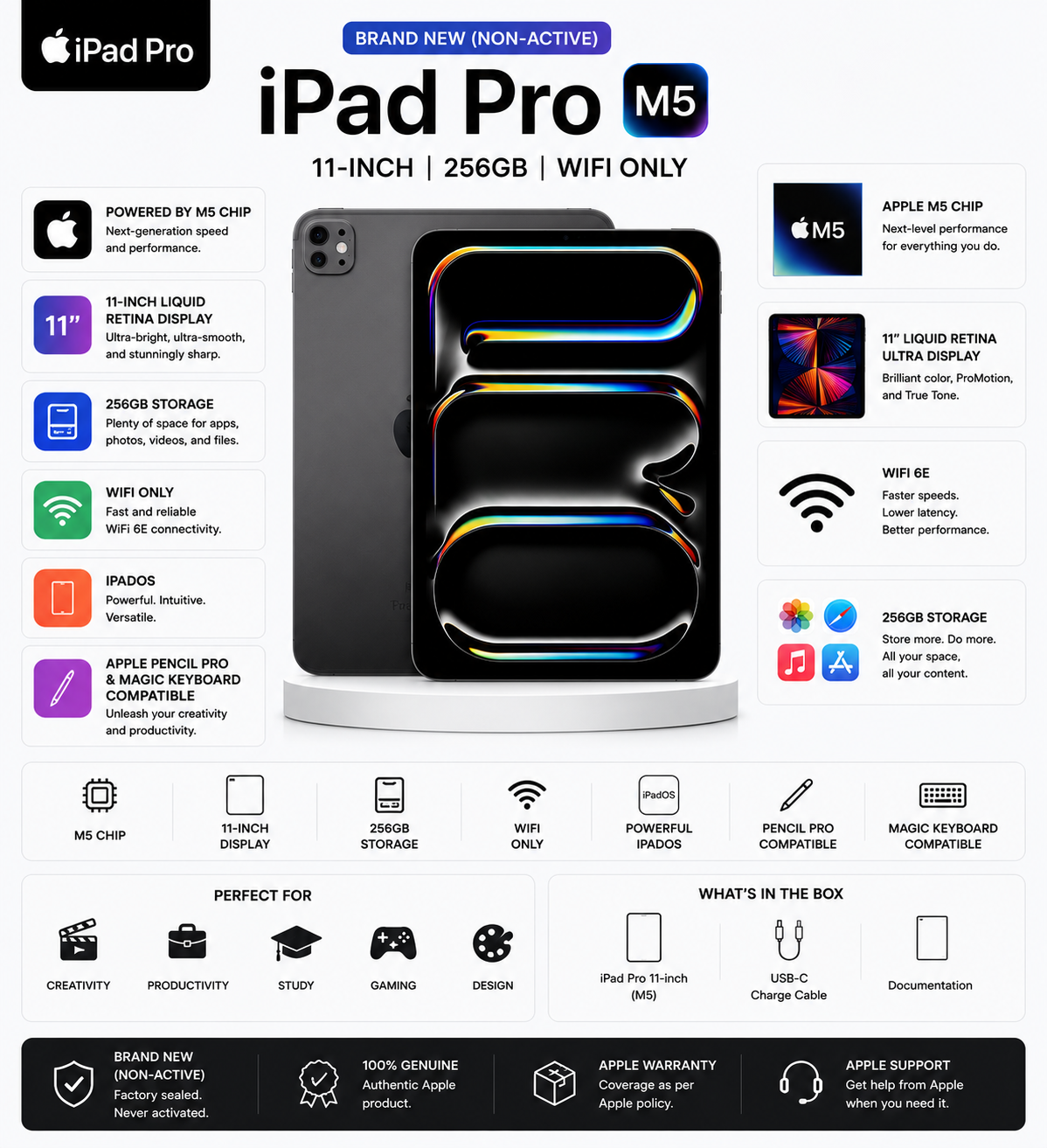 Brand New (Non-Active) iPad Pro M5 11-inch 256GB WiFi Only