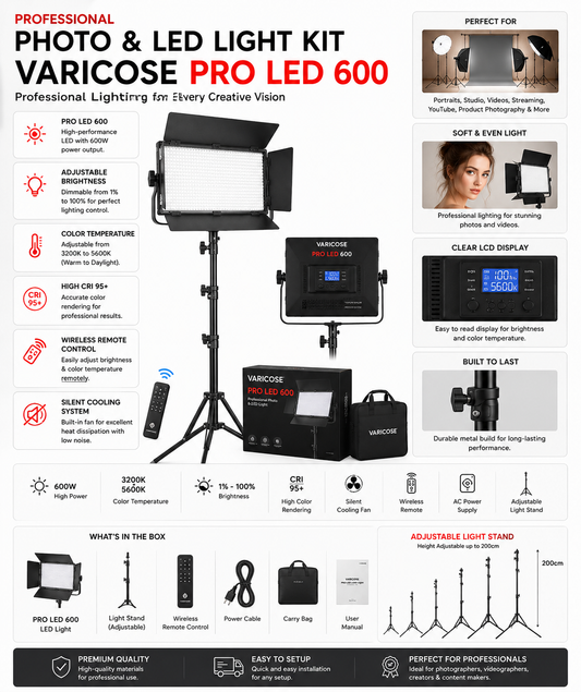 Professional Photo & LED Light Kit Varicose Pro