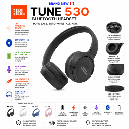 JBL TUNE 530 BLUETOOTH HEADSET